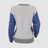 Pullover aus Denim mit Patchwork-Farbkontrastdesign